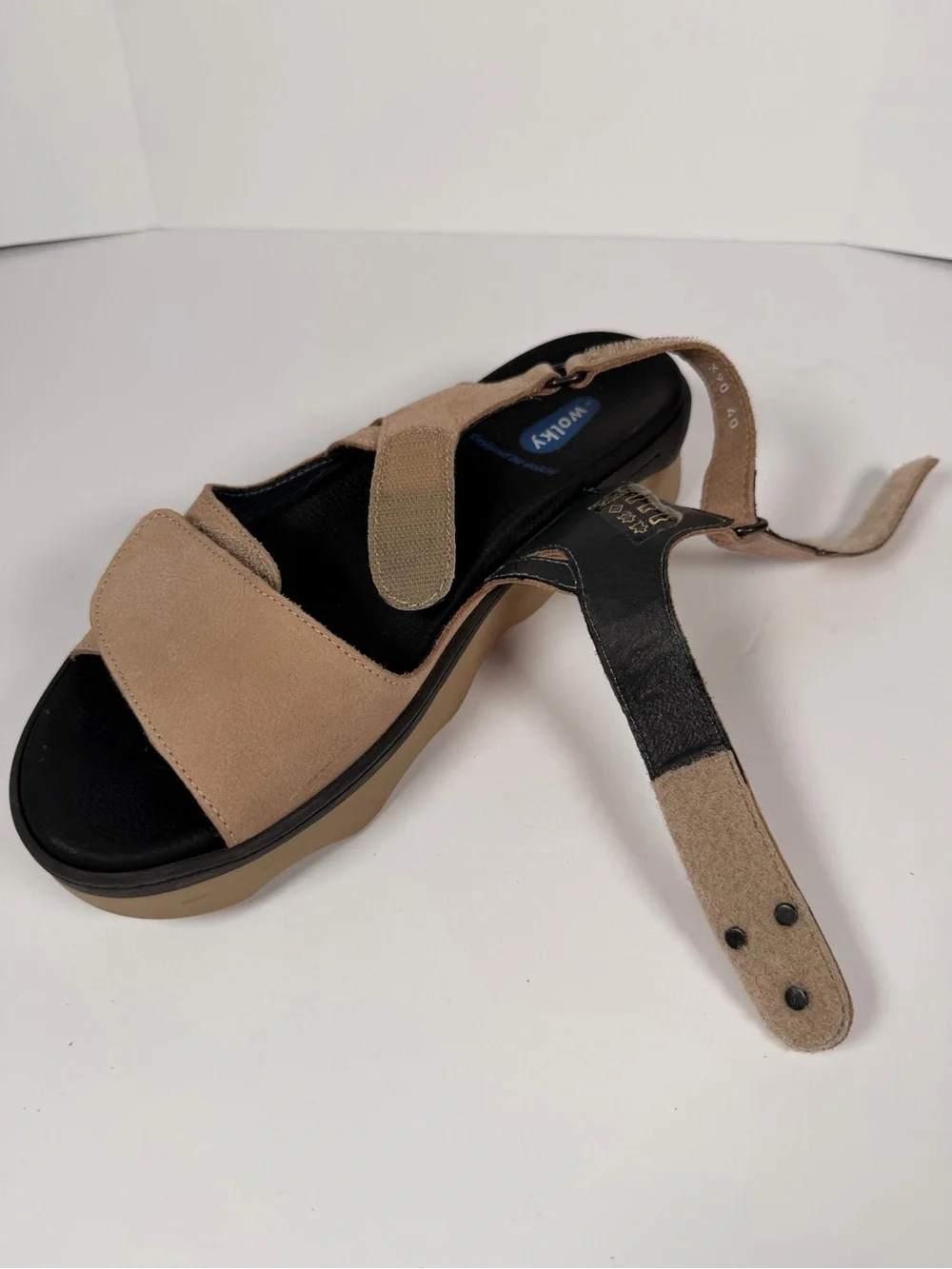 Wolky Sandals Womens Medusa Slingback Beige Leather Hook And Loop Size 40 US 9